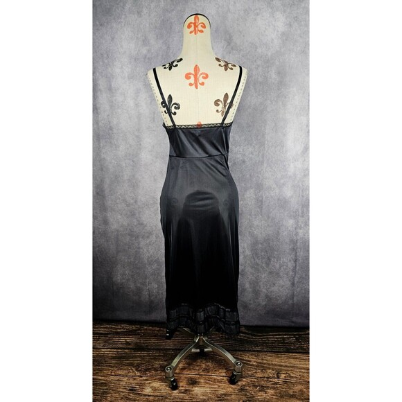 VTG Adonna JCPENNEY Black All Nylon Slip Nightgown Lace Trim Women Sz 32 USA EUC - Picture 4 of 12